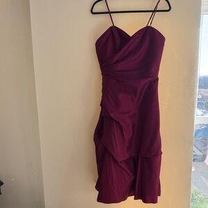 Wtoo Asymmetrical Dress in Deep Burgundy